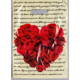 Подарочный пакет "Сердце из роз" - 30 х 40 см.