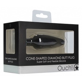 Черная анальная пробка Cone-Shaped Diamond Butt Plug - 9 см.