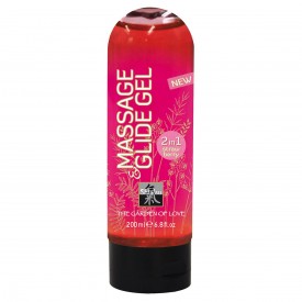 Массажное масло и лубрикант Massage & Glide Gel с клубничным ароматом - 200 мл.